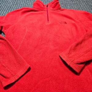 The North Face 1/4 Zip Fleece Pullover Womens S Red Microfleece Hiking Layer